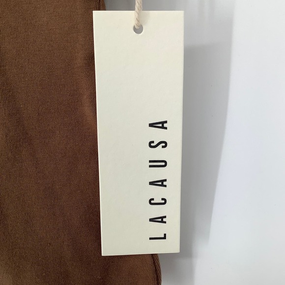 NEW! Lacausa Dawn Bodysuit Size Large Mocha Scoop Back Thong Soft Spandex H9-3 - Picture 5 of 8